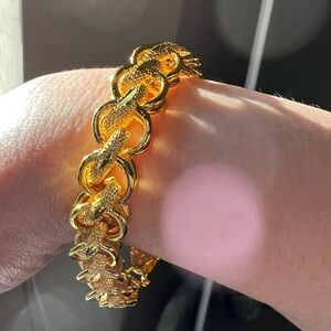 Women's Gold Link Chain Bracelet - Polished Rope Accent
